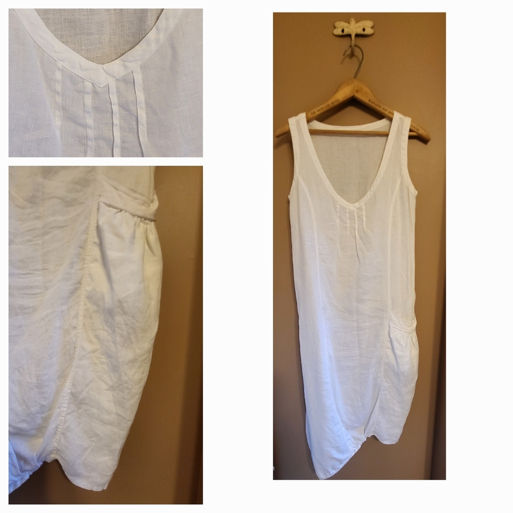 Animale. Linen sleeveless shift dress. White. S/M
